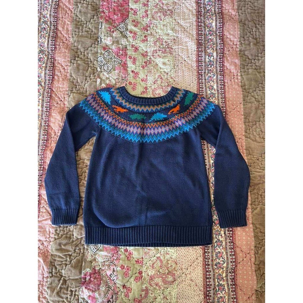 Tucker + Tate Kids Navy Blue Fair Isle Dinosaur Cotton Knit Sweater Size 6